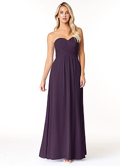 Azazie Yazmin Bridesmaid Dresses Plum A-Line Sweetheart Neckline Chiffon Convertible Dress image4