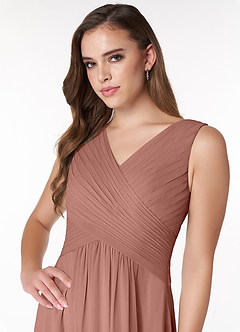 Azazie Flora Bridesmaid Dresses Cedar Rose A-Line Pleated Chiffon Dress image5