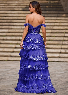 Glitz Blue Ruffled A-line Prom Dress image2