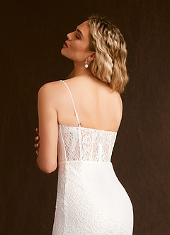 Azazie Kat Wedding Dresses Diamond White Sheath Straight Lace Lace Dress image6