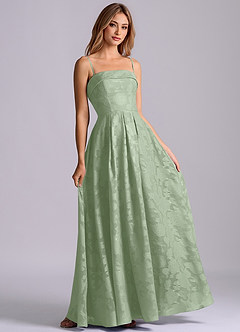 Azazie Lucienne Bridesmaid Dresses Dusty Sage A-Line Strapless Floral Burnout Dress image6