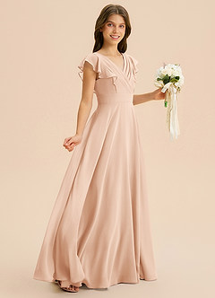 Azazie Anysa Junior Robe Trapèze en Mousseline de soie Rayé Rose Perle image5