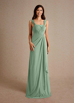 Azazie Clinton vestidos de madre de la novia Vestido de Matcha de Malla de Corte En A con Plisado image7