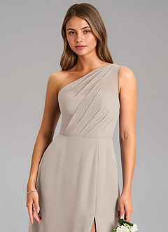 Azazie Phaedra Bridesmaid Dresses Frost A-Line One Shoulder Chiffon Dress image8