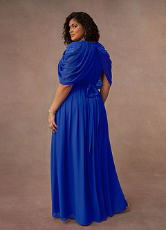 Azazie Olena Mother of the Bride Dresses Royal Blue A-Line Sequins Chiffon Dress image10