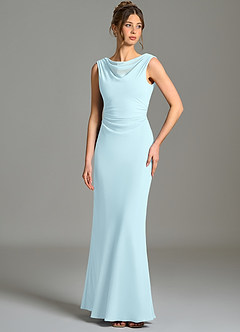 Azazie Kieryn Bridesmaid Dresses Cloud Blue Mermaid Pleated Chiffon Dress image1