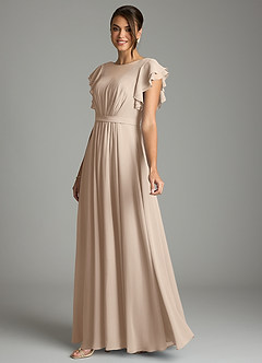 Azazie Daphne vestidos de dama de honor modestos Vestido de Corte en A Volantes Hasta el suelo Gasa image3