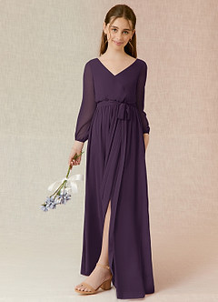 Azazie Angelica Junior Plum A-Line Pleated Chiffon Dress image5