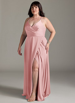 Azazie Davis Brudtärnklänningar Klä av A-Linje i Stretch Satin Plisserad Puderrosa image10