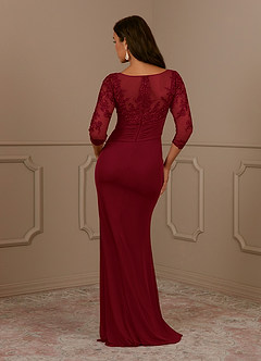 Azazie Fatemah Mother of the Bride Dresses Burgundy Mermaid Scoop Lace Lace Dress image4
