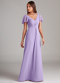Azazie Soren Bridesmaid Dresses Lilac A-Line Ruched Chiffon Dress image4