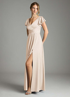 Azazie Omari Bridesmaid Dresses White Alabaster A-Line Stretch Satin Dress image10