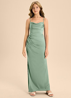 Azazie Mai Junior Agave A-Line Sweetheart Neckline Stretch Satin Dress image5