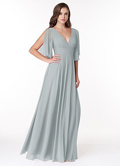 Azazie Temeka Bridesmaid Dresses Dolphin Grey A-Line Ruched Chiffon Dress image4