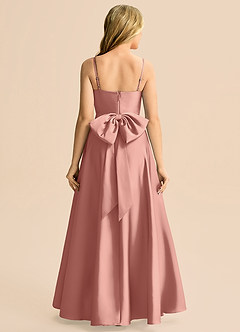 Azazie Rumi Junior Linia A Pofałdowany Satyna elastyczna Długość podłogi Młodsza druhna Sukienka image2