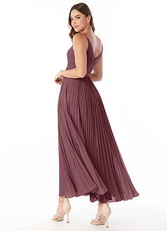 Azazie Raychelle Bridesmaid Dresses Sangria A-Line V-Neck Chiffon Dress image4
