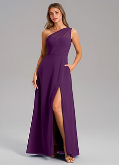Azazie Phaedra Bridesmaid Dresses Grape A-Line One Shoulder Chiffon Dress image3