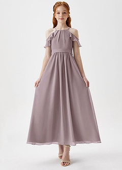 Azazie Chaya Junior Dusk A-Line Off the Shoulder Chiffon Dress image4