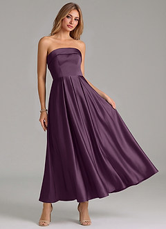 Azazie Lucienne Suknie dla druhen Linia A Pofałdowany Satyna elastyczna Długość kostki Sukienka image7