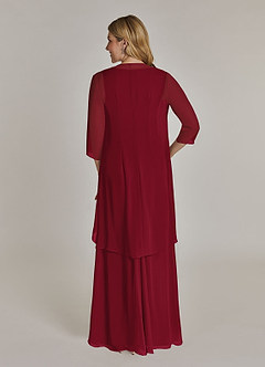 Azazie Manuella Mother of the Bride Dresses Burgundy A-Line V-Neck Pleated Chiffon Dress image2