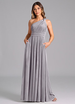 Azazie Charlize Bridesmaid Dresses French Lilac A-Line One Shoulder Velvet Dress image3