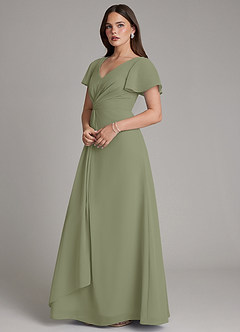 Azazie Kaya Bridesmaid Dresses Pistachio A-Line Pleated Chiffon Dress image7