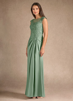 Azazie Santa Barbara vestidos de madre de la novia Vestido de Matcha de Satén Elástico de Recto con Plisado image6