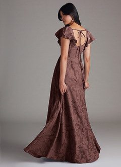 Azazie Bondi Vestidos de damas de honor Vestido de Expresado de Devorado Floral de Corte en A con Corte Lateral image3