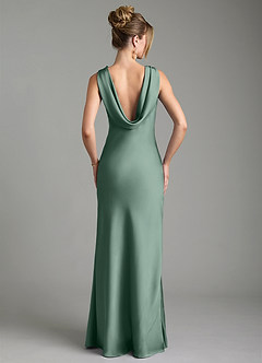 Azazie Aussie Bridesmaid Dresses Eucalyptus Sheath Pleated Stretch Satin Dress image2