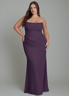 Azazie Sorrel Bridesmaid Dresses Plum Mermaid Corset Chiffon Dress image16