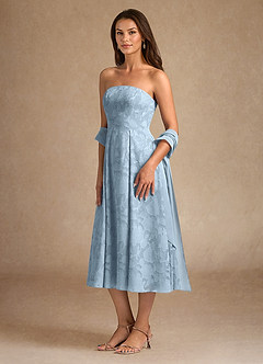 Azazie Lorain Mother of the Bride Dresses Sky Blue A-Line Pleated Floral Burnout Dress image5