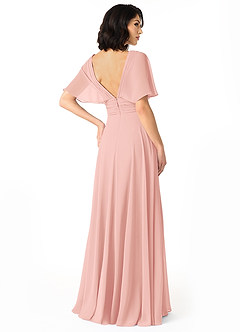Azazie Pamela Bridesmaid Dresses Rosette A-Line V-Neck Pleated Chiffon Dress image2