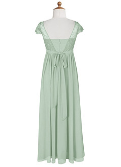 Azazie Silvermist Junior Agave A-Line Pleated Chiffon Dress image9