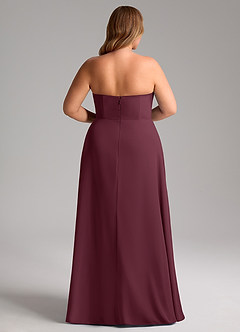 Azazie Wren Vestidos de damas de honor Vestido de Cabernet de Gasa de Corte en A Convertible con Corte Lateral image15