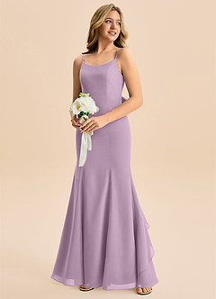 Azazie Lioren Junior Wisteria Mermaid Bow Chiffon Dress image4