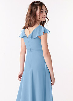 Azazie Posie Junior Powder Blue A-Line Ruched Chiffon Dress image5