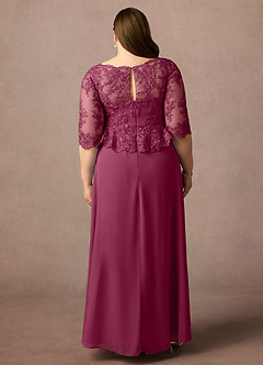 Azazie Averie Mother of the Bride Dresses Mulberry A-Line Boatneck Sequins Chiffon Dress image8
