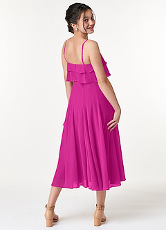 Azazie Ensley Junior Abito A-Line in Chiffon Plissettato Fucsia image6