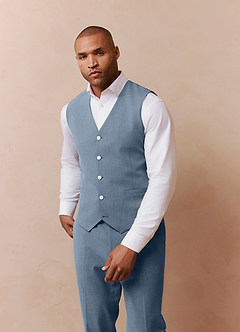 front James Dusty Blue Structured Stretch Suit Vest