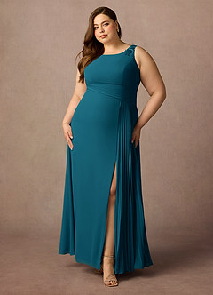 Azazie Galvan Mother of the Bride Dresses Ink Blue A-Line Sequins Chiffon Dress image6
