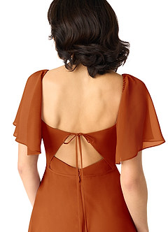 Azazie Chloe Brautjungfernkleider A-Linie Herzausschnitt Chiffon Kleid Paprika image3