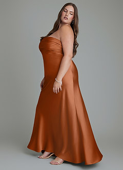 Azazie Saylor Bridesmaid Dresses Copper Mermaid Strapless Stretch Satin Dress image13