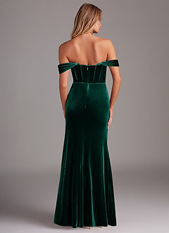 Azazie Jas Bridesmaid Dresses Emerald Sheath Off-The-Shoulder Corset Velvet Convertible Dress image2