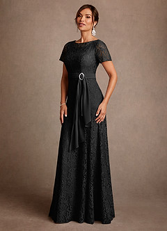 Azazie Sheffield Mother of the Bride Dresses Black A-Line Lace Chiffon Dress image4