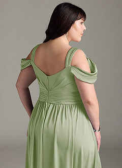 Azazie Lianne Vestidos de damas de honor Vestido de Salvia Polvorienta de Satén Elástico de Corte en A con Vestidos sin tirantes image15