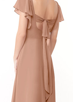 Azazie Syenna Bridesmaid Dresses Champagne Rose A-Line Ruched Chiffon Dress image3