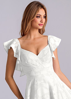 Azazie Leilani Robes de demoiselle d'honneur Robe Trapèze en Blumen-Burnout Encolure en Forme de Cœur Blanc image7