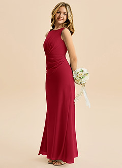 Azazie Floris Junior Vestido de Escarlata de Gasa de Corte en A con Plisado image5