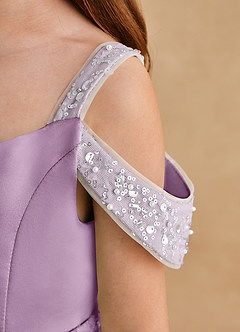 Azazie Jodi Flower Girl Dresses Wisteria A-Line Matte Satin Dress image6