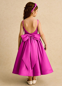 Azazie Babs Blumenmädchenkleider Ballkleid Plissee Matte Satin Kleid Fuchsia image6